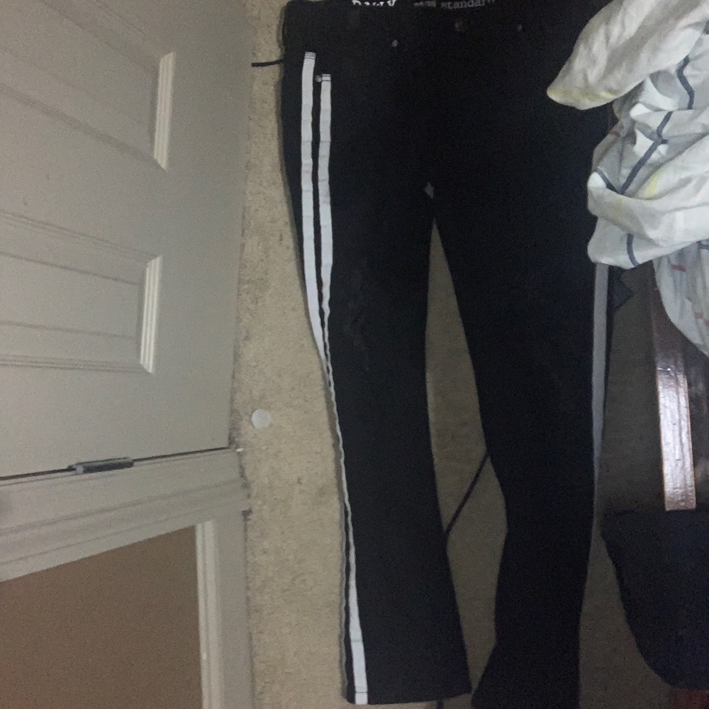 Black and white denim jeans